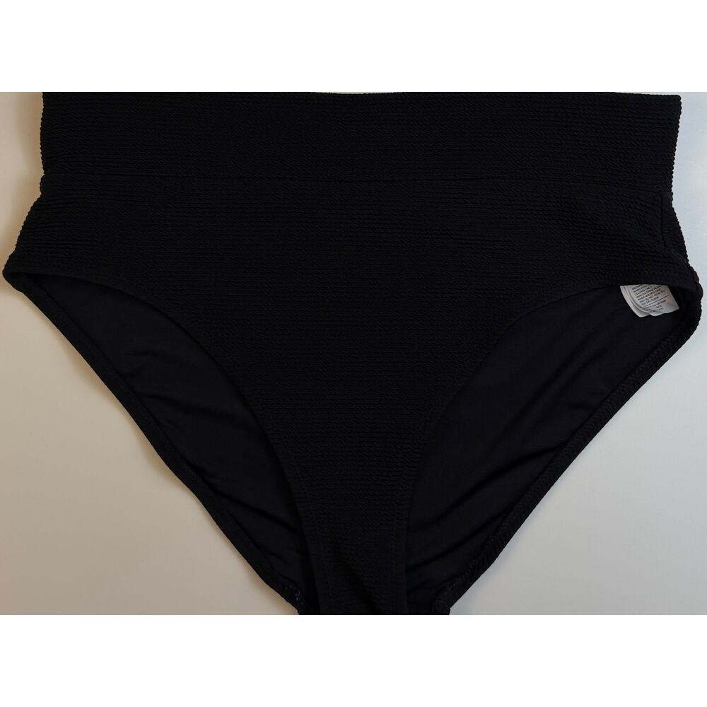 Old Navy Womens Black Textured High Waisted Bikini Swim Bottoms LG